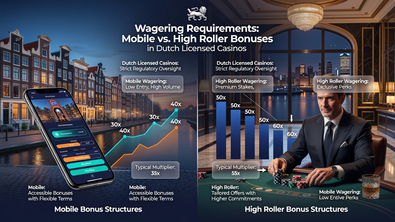 Vergelijking van mobiele versus high roller bonusstructuren met focus op multipliers en stortingsdrempels