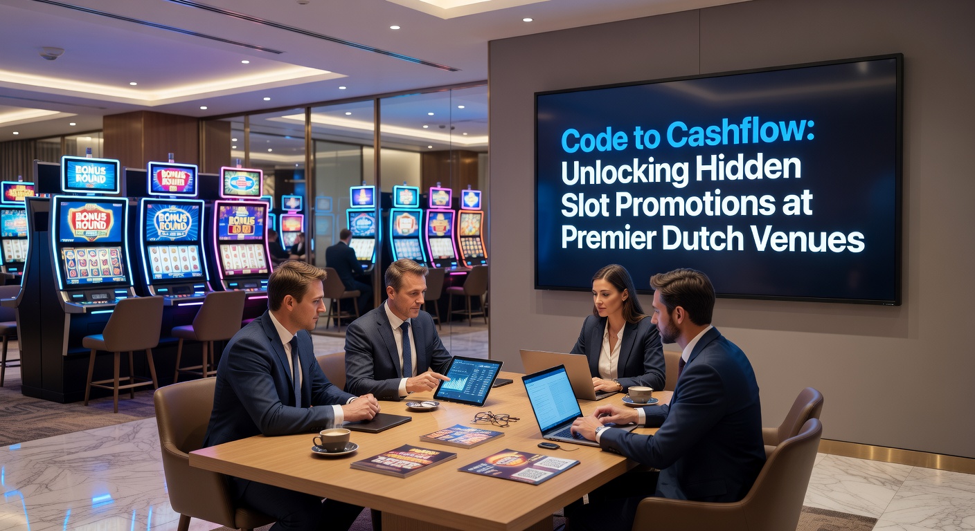 Close-up van een promo code op een slot touchscreen in een bruisende Nederlandse speelzaal, met confetti-effecten en prijsindicaties