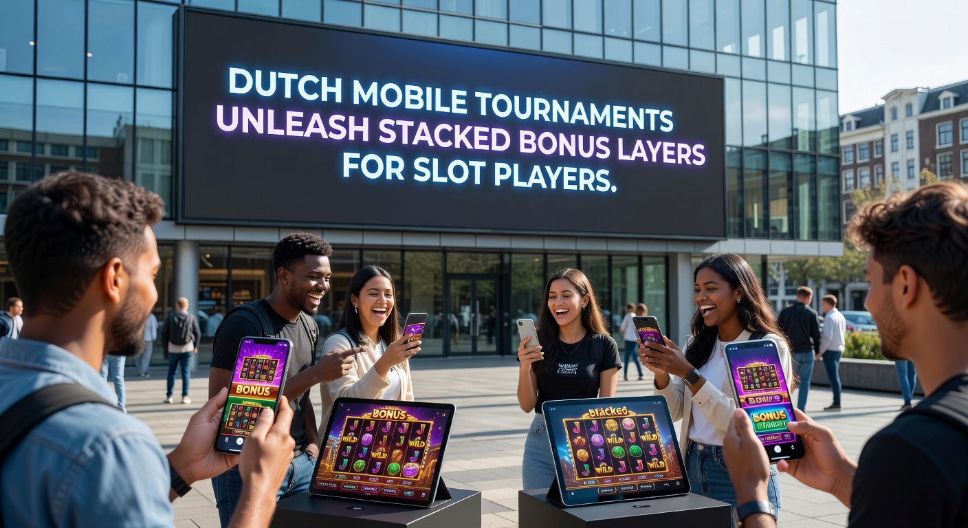 Dynamisch scherm van een Nederlands mobiel slottoernooi met stapels bonussen en leaderboard